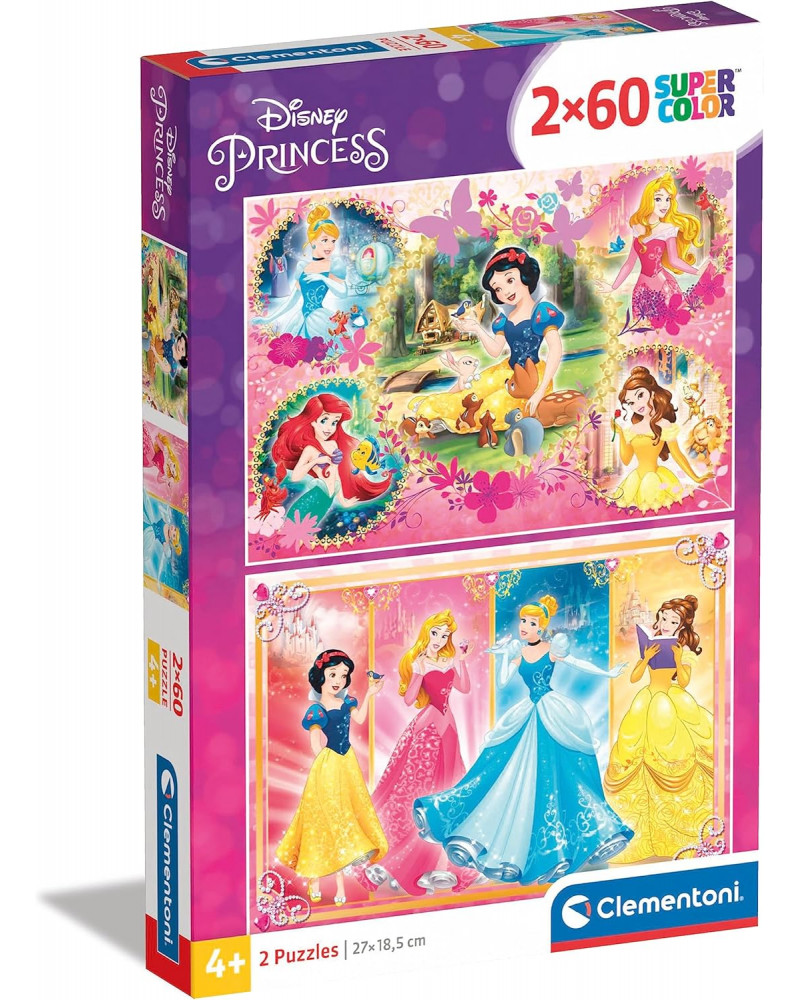 Puzzle 2x60 Piezas - Princesas Disney - Clementoni