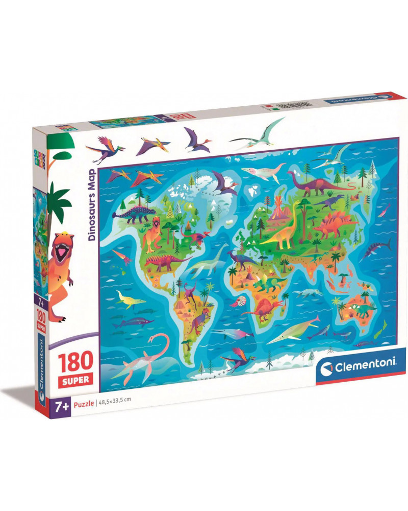 Puzzle 180 Piezas - Dinosaurs Map - Clementoni