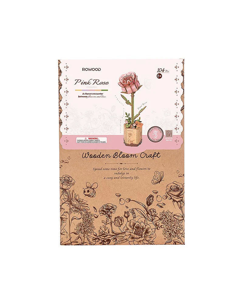 Puzzle 3D - Flor de Madera - Pink Rose - Rolife